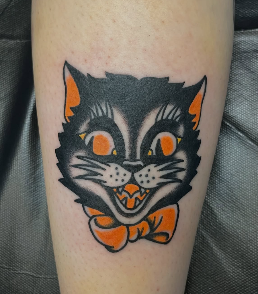 Traditional cat tattoo by A.J Dicerni at Two 0 Six Ottawa