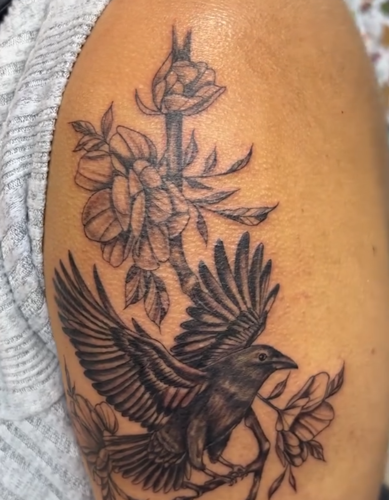 Black and grey tattoo by Hannah Mason at Two 0 Six Ottawa